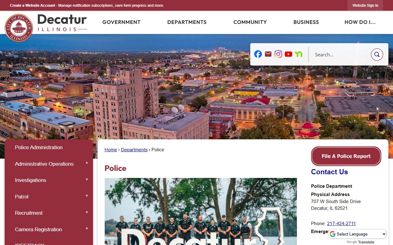 Decatur Police Department website for requesting arrest records and busted mugshots