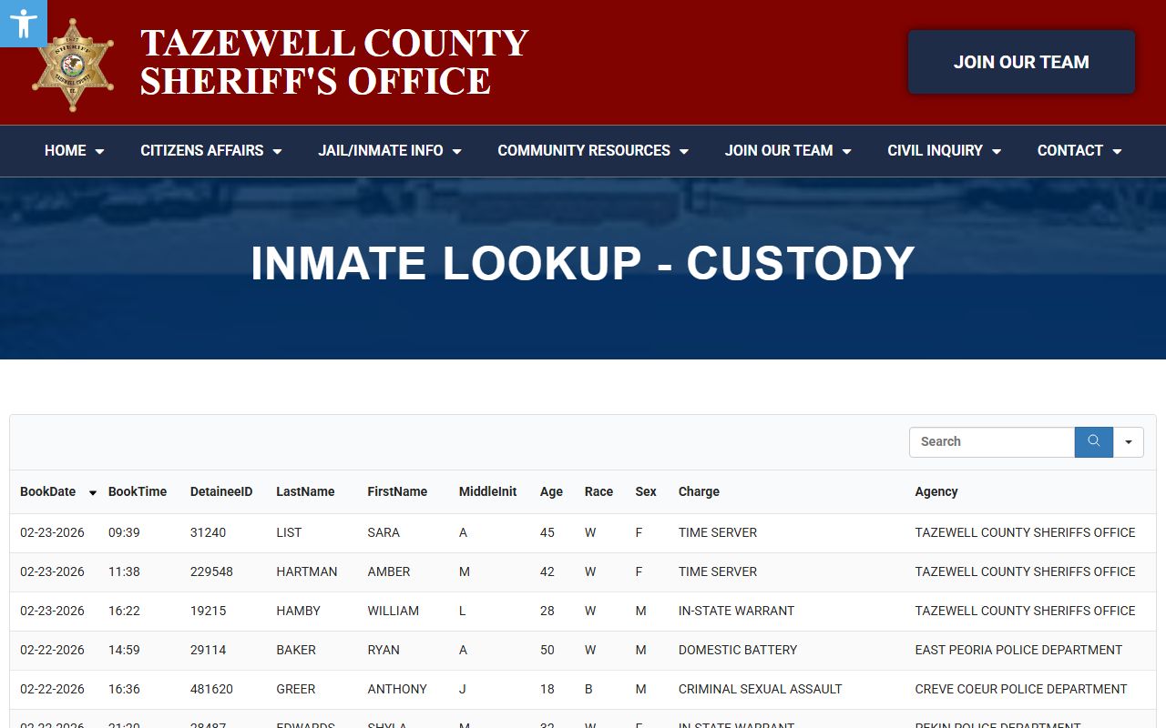 Tazewell County busted mugshots inmate lookup page