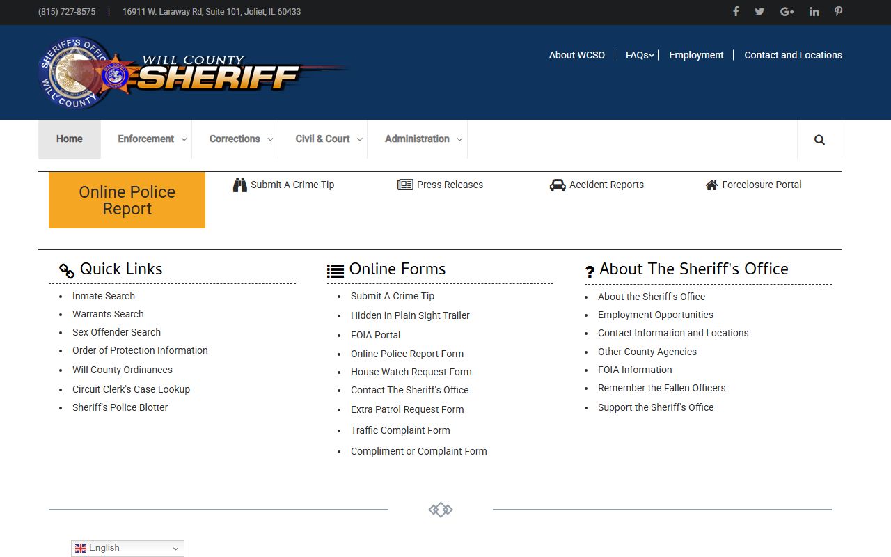 Will County busted mugshots sheriff office homepage