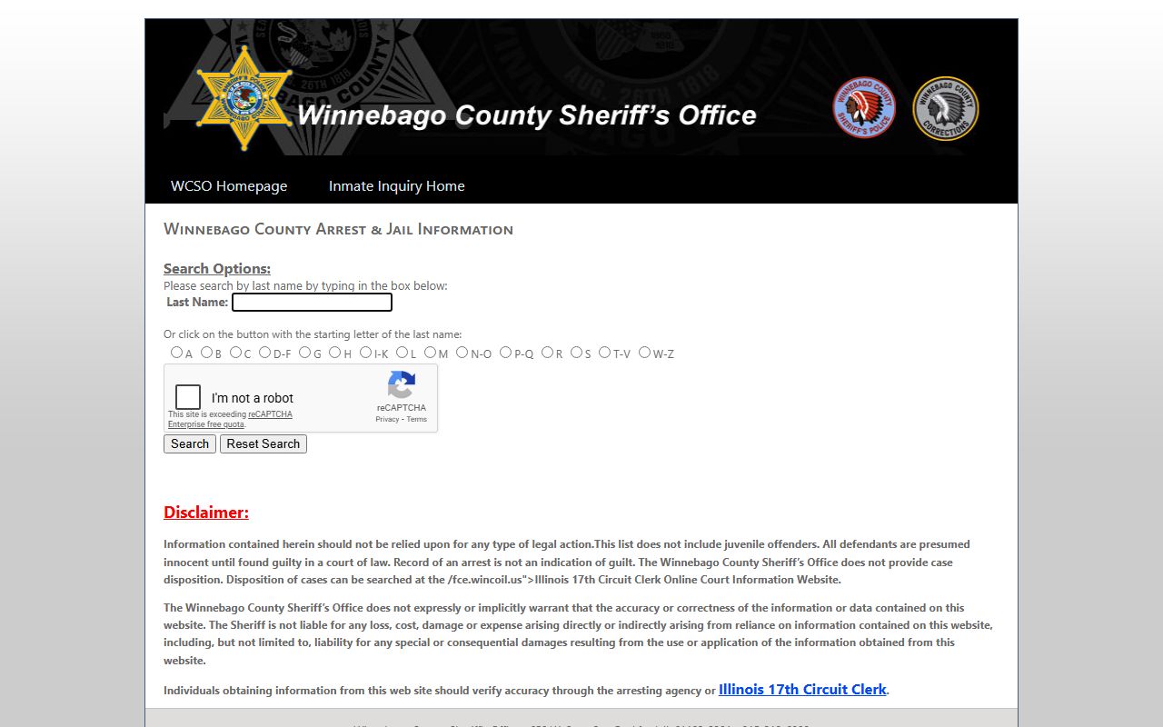 Winnebago County busted mugshots inmate search portal