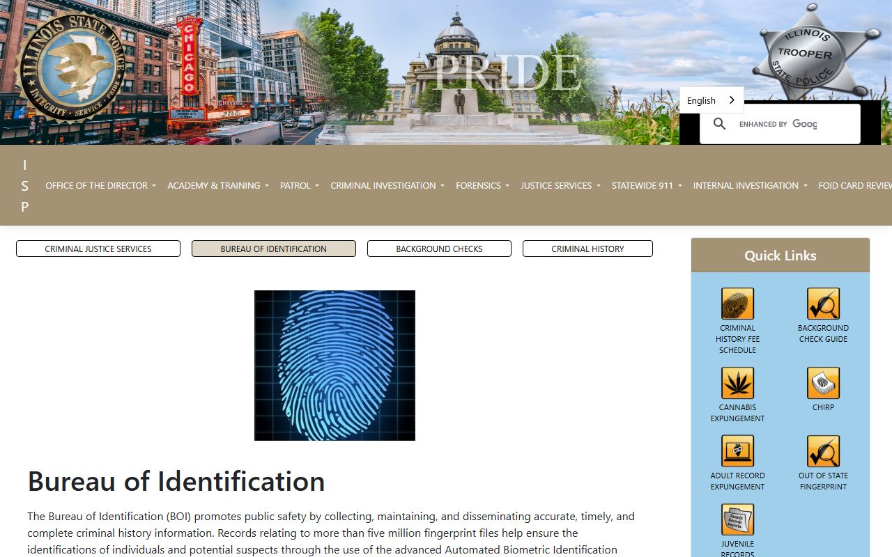 Illinois busted mugshots ISP Bureau of Identification homepage
