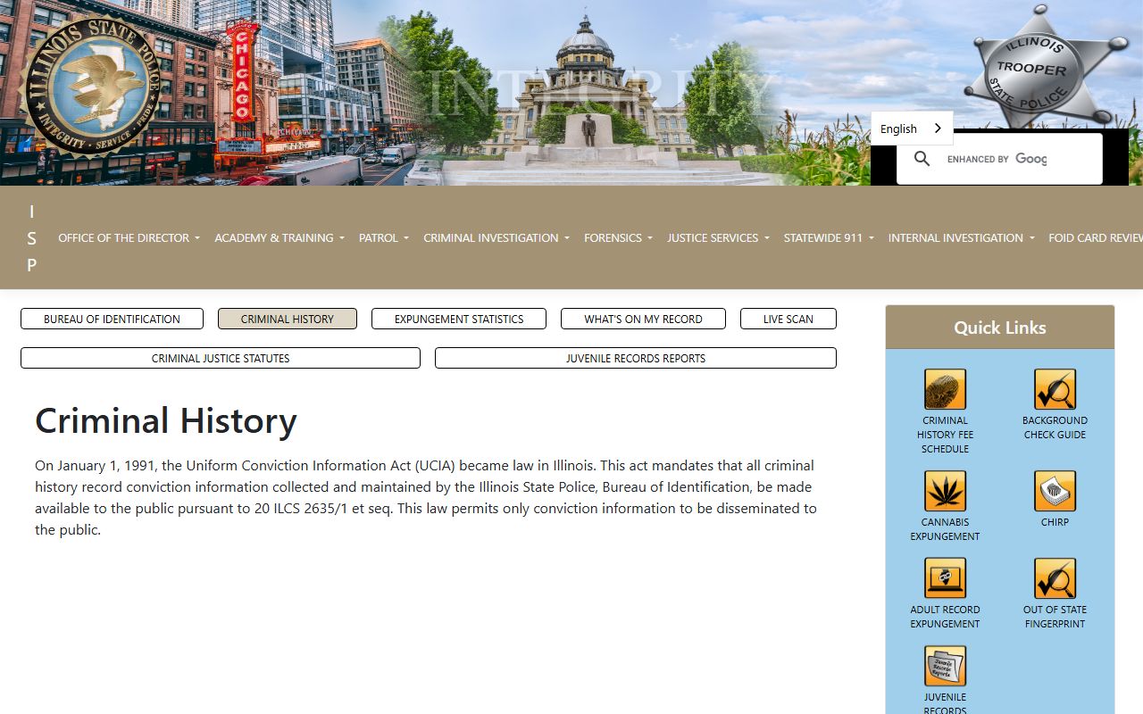 Illinois busted mugshots criminal history information page